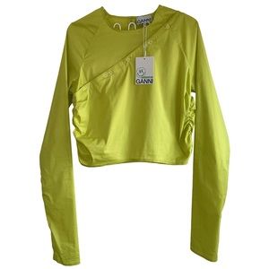 BNWT SS23 GANNI current season cotton snap blouse in Sulphur Spring